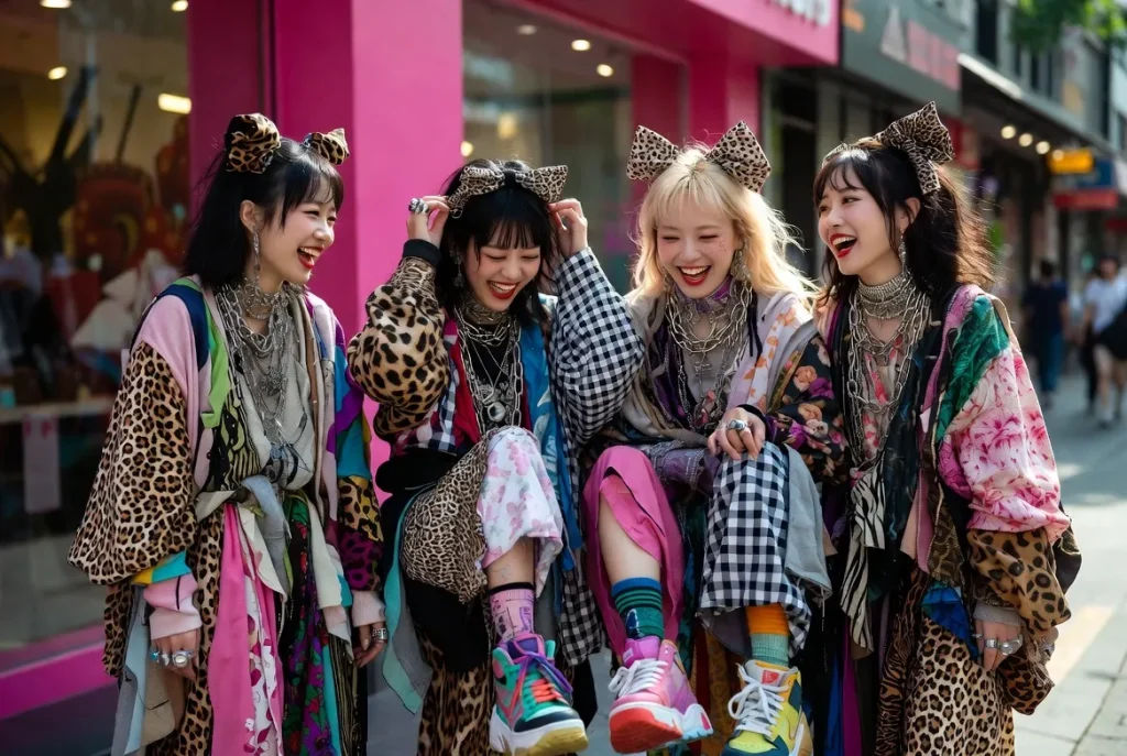 ヒョウ柄とリボンを重ねたマキシマムなGEN-Zギャル2026グループが上海に登場。